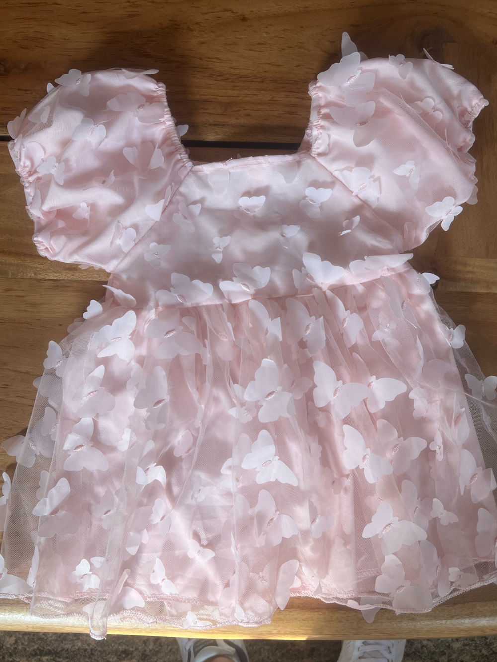 Delicate Pink Butterfly Tulle Party Dress for Girls
